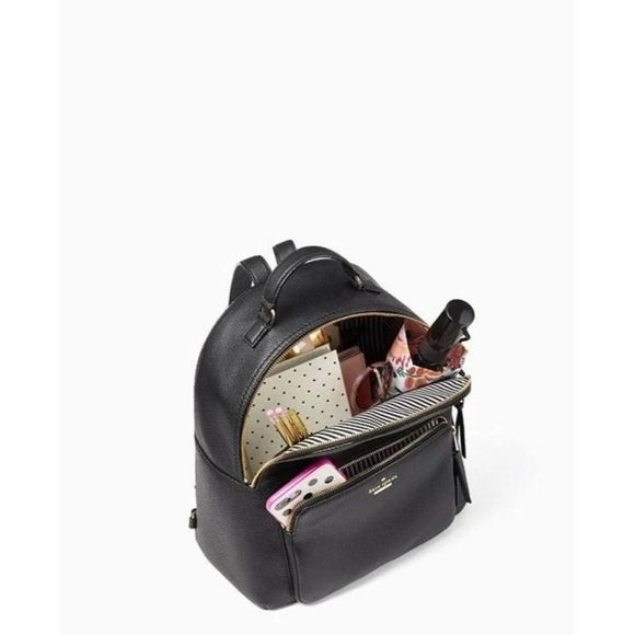 Kate Spade Jackson Women’s Noir Black Pebble Leather Medium Backpack NEW - Picture 5 of 14